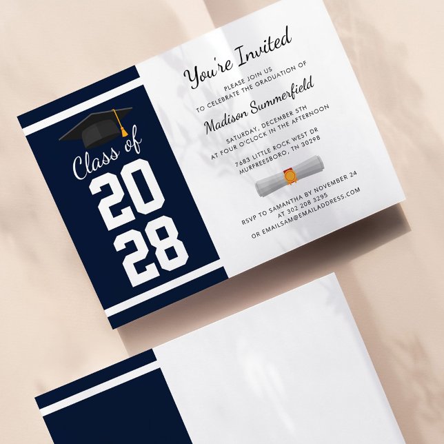 Convite Festa de Formatura Azul Marinho Graduado 2026 (Criador carregado)