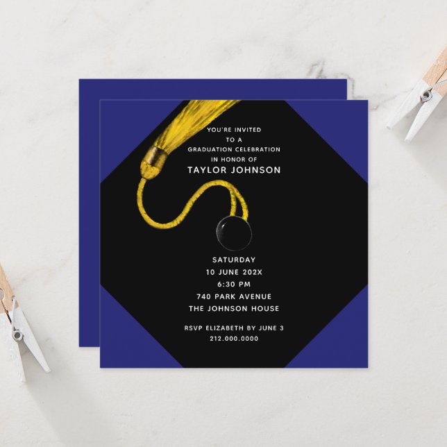 Convite Festa de Formatura Azul Real (Frente/Verso In Situ)