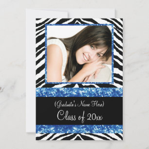 Convite Festa de formatura Azul Zebra Sparkle Girls