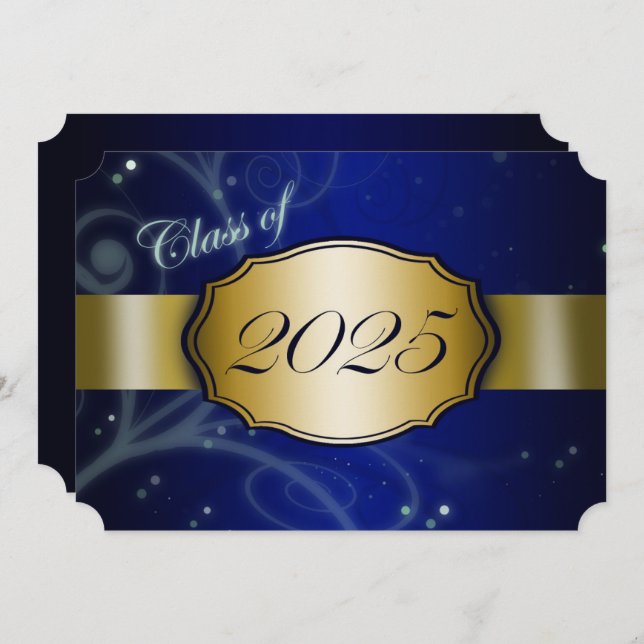 Convite Festa de Formatura Blue and Gold 2025 (Frente/Verso)