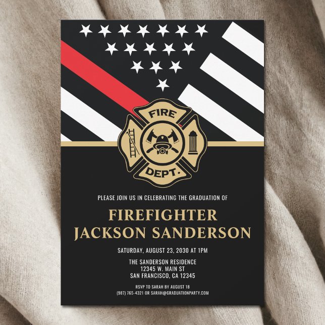 Convite Festa de formatura Bombeiro da Academia de Bombeir (Firefighter Fire Academy Fireman Graduation Party Invitation)