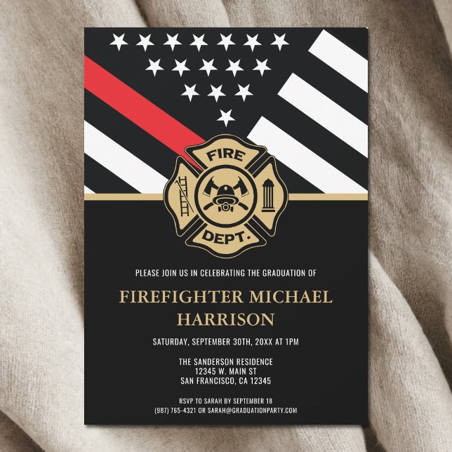 Convite Festa de formatura Bombeiro da Academia de Bombeir (Firefighter Fire Academy Fireman Graduation Party Invitation)