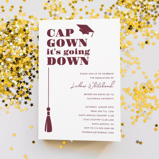 Convite Festa de formatura Boné Gown está indo para Burgun (Criador carregado)