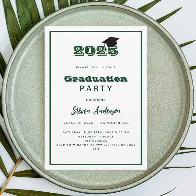 Convite Festa de formatura branca verde 2025 (Criador carregado)