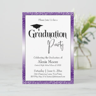 Convite Festa de formatura Bright Purple Ombre Confetti