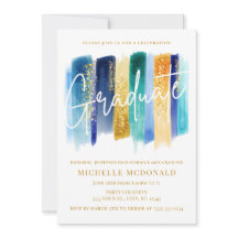 Festa de formatura brilhante azul e Dourada