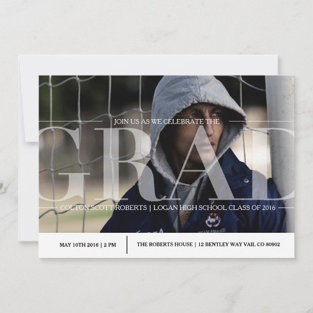 Convite Festa de formatura Clássica Moderna | Sexo neutro (Frente)