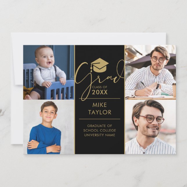 Convite Festa de Formatura com 4 Fotos Moderno de Antigame (Frente)