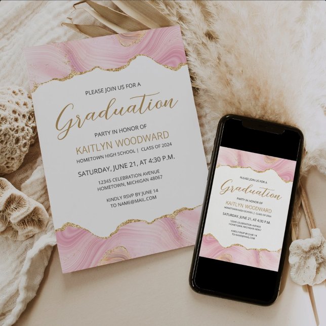 Convite Festa de Formatura com Ágata Rosa Dourada 2026 (Criador carregado)