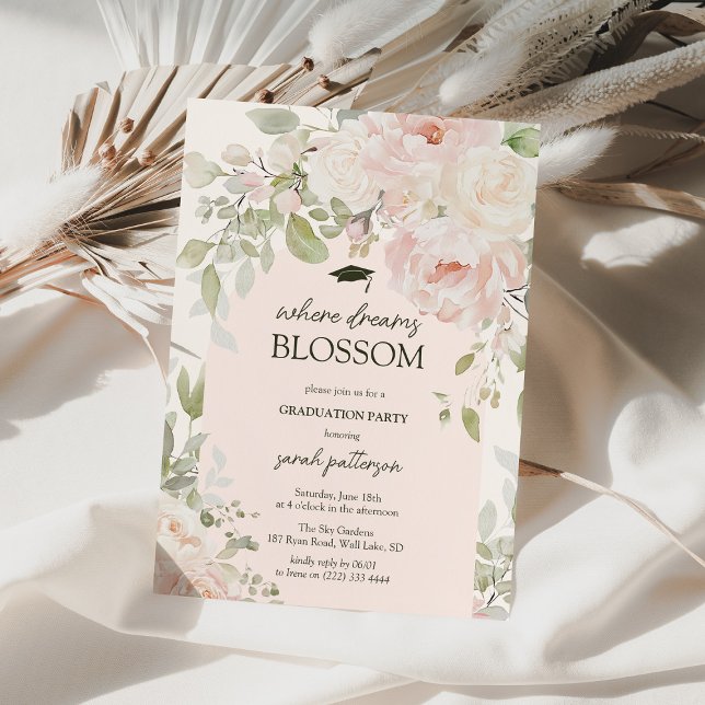 Convite Festa de Formatura com Floral Rosa Elegante (Criador carregado)