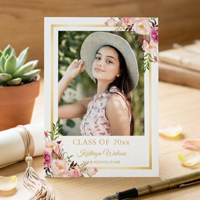 Convite Festa de Formatura com Floral Rústico Feminino em  (Criador carregado)
