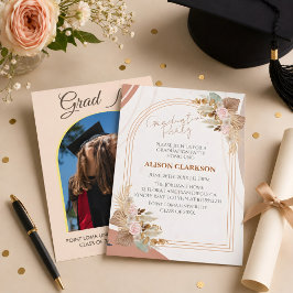 Convite Festa de Formatura com Foto Boho Neutra Personaliz