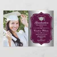 Festa de Formatura Com Foto - Burgundy Prata