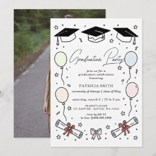 Convite Festa de Formatura com Foto Capricho Desenho à Mão
