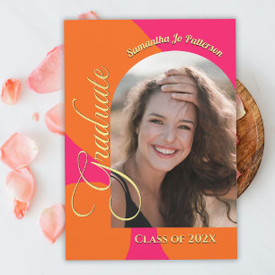 Convite Festa de Formatura com Foto de Arco Rosa e Laranja
