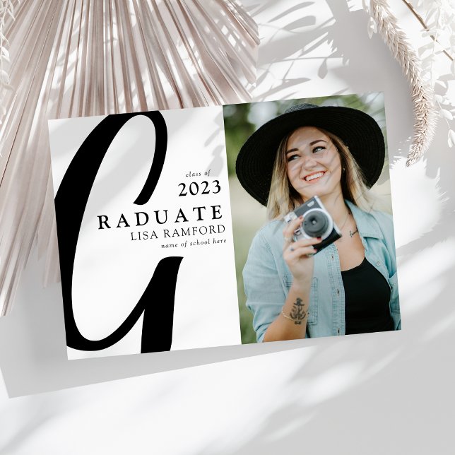 Convite Festa de Formatura com Foto de Graduado Minimalist (Criador carregado)