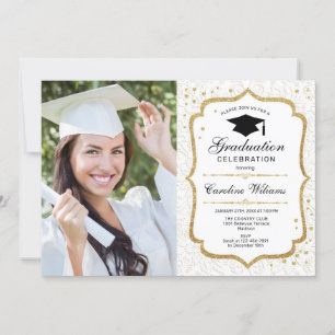 Convite Festa de formatura com foto - Dourado branco