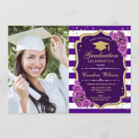 Festa de formatura com foto - Dourado roxo