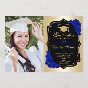 Convite Festa de formatura com foto - Dourado Royal Blue