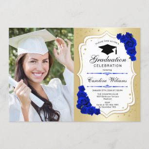 Convite Festa de formatura com foto - Dourado Royal Blue