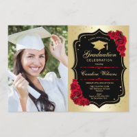 Festa de formatura com foto - Dourado vermelho pre
