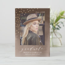 Festa de Formatura com Foto em Aquarela Marrom Ele