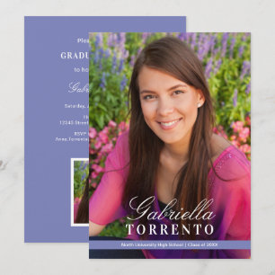 Convite Festa de Formatura com Foto em Periwinkle de Rótul