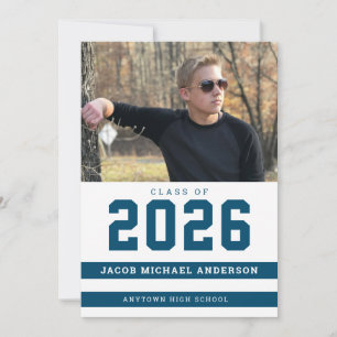 Convite Festa de Formatura com Foto Esportiva Listras Azui