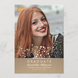 Convite Festa de Formatura com Foto Floral Dourada - Convi