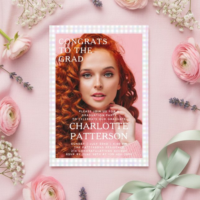 Convite Festa de Formatura com Foto Moderna de Xadrez Mult (Criador carregado)