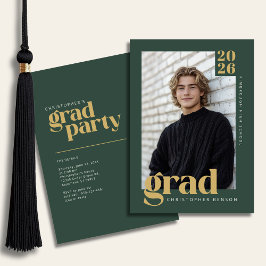Convite Festa de Formatura com Foto Moderna em Dourado Ver