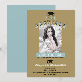 Convite Festa de Formatura com Foto Moderno Minimalista Az