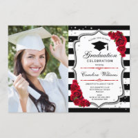 Festa de formatura com foto - Preto vermelho prate