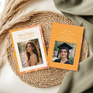 Convite Festa de Formatura com Foto Retro Groovy Laranja R