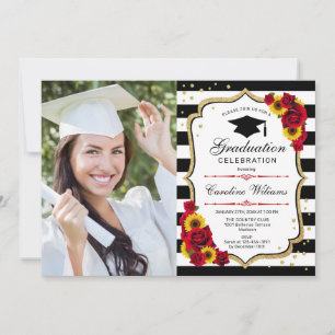 Convite Festa de formatura com foto - Rosas de girassóis