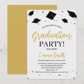 Convite Festa de Formatura com Letra Dourada Moderna