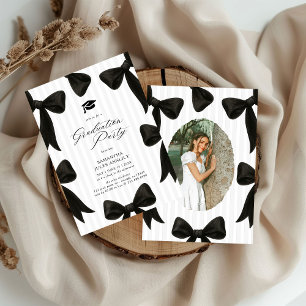 Convite Festa de Formatura com Listras e Laço Preto Modern