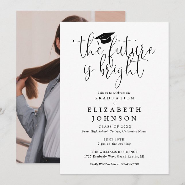 Convite Festa de Formatura com Roteiro Brilhante Foto (Frente/Verso)