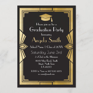 Convite Festa de formatura Convide Art Deco Gatsby Dourado