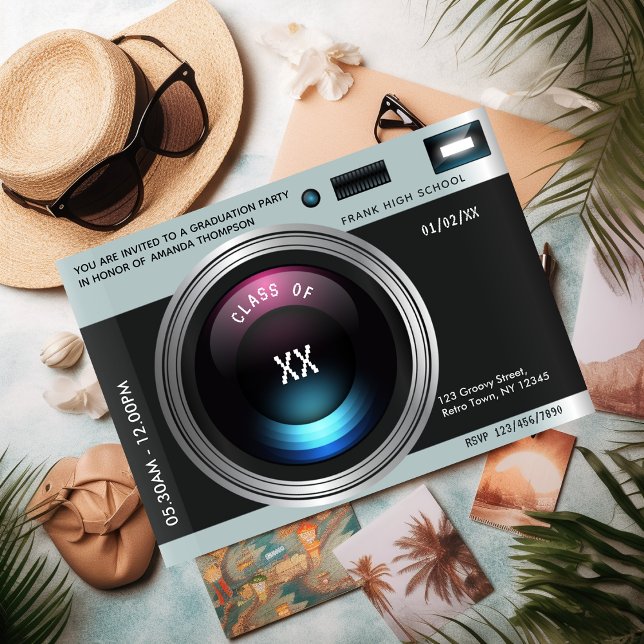 Convite Festa de formatura da câmera retrorreflectora (Criador carregado)