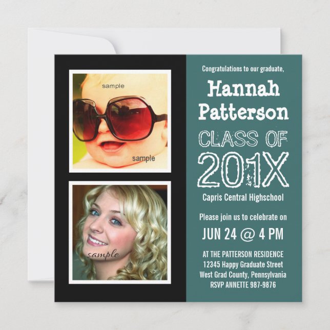 Convite Festa de formatura da cerceta com 2 fotos (Frente)