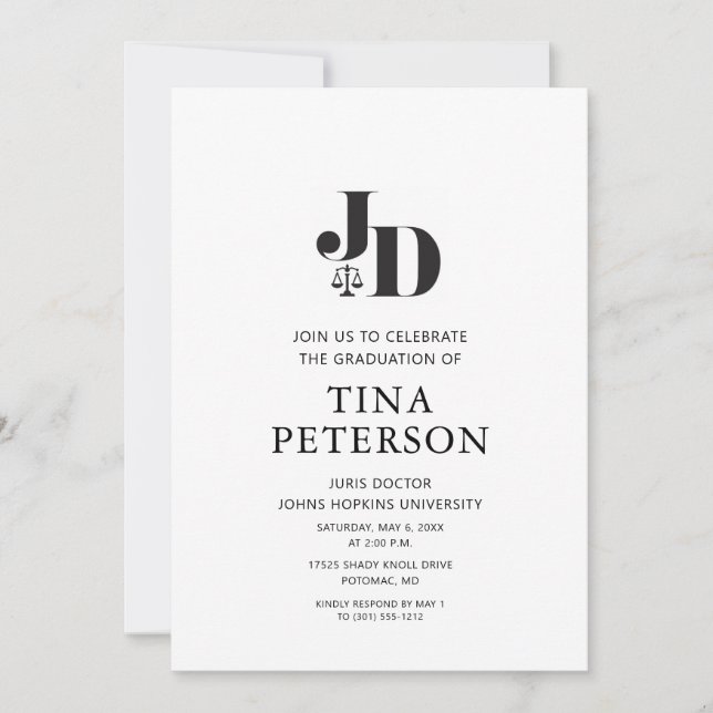 Convite Festa de formatura da Faculdade de Direito de Juri (Frente)