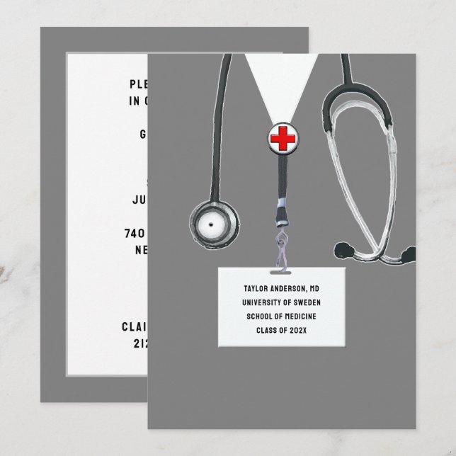 Convite Festa de Formatura da Faculdade de Medicina (Frente/Verso)