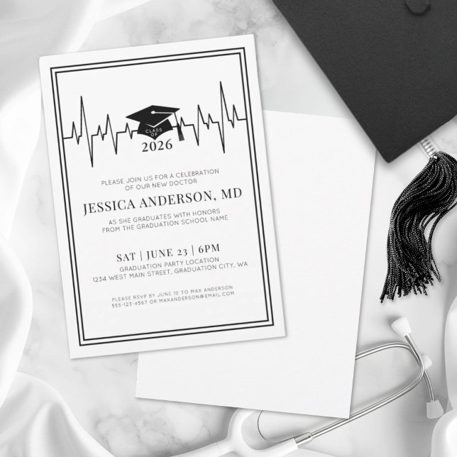 Convite Festa de formatura da Faculdade de Medicina de Enf (Doctor Nursing Medical School Graduation Party Invitation)