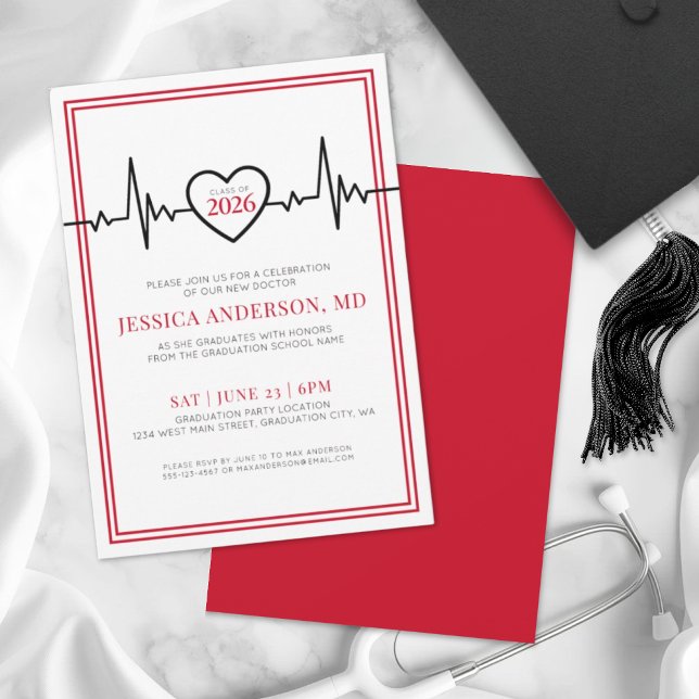 Convite Festa de formatura da Faculdade de Medicina de Enf (Doctor Nursing Medical School Graduation Party Invitation )