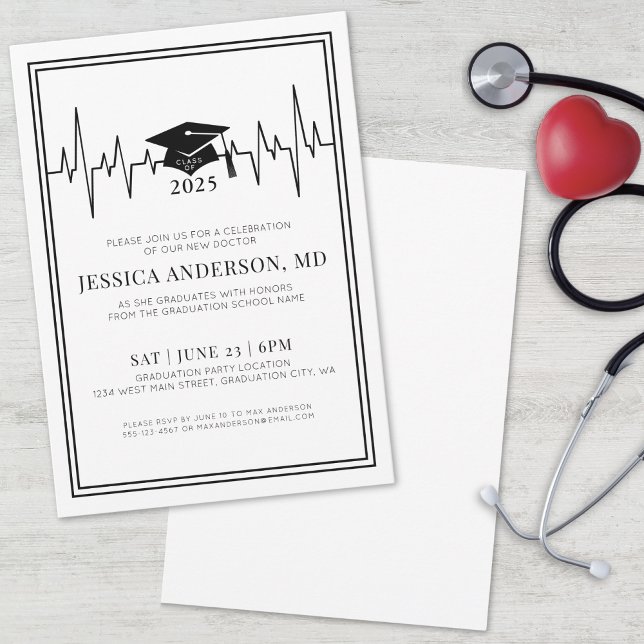Convite Festa de formatura da Faculdade de Medicina de Enf (Doctor Nursing Medical School Graduation Party Invitation)