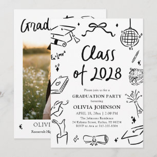Convite Festa de Formatura da Turma de 2028 Desenhada à Mã