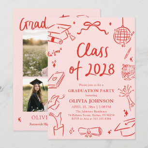 Convite Festa de Formatura da Turma de 2028 Desenhada à Mã
