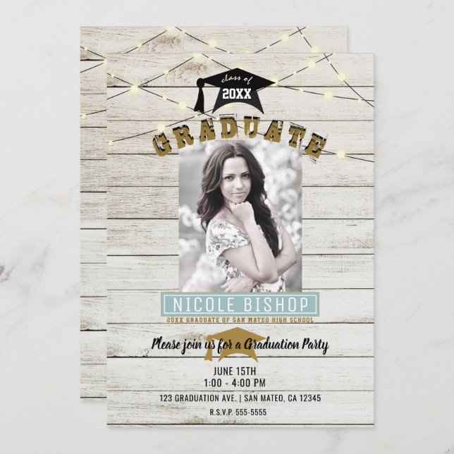 Convite Festa de formatura das Luzes Láreas de Madeira Bra (Frente/Verso)