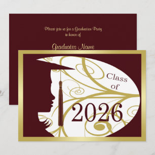 Convite Festa de Formatura de 2026 Silhueta Marrom e Doura